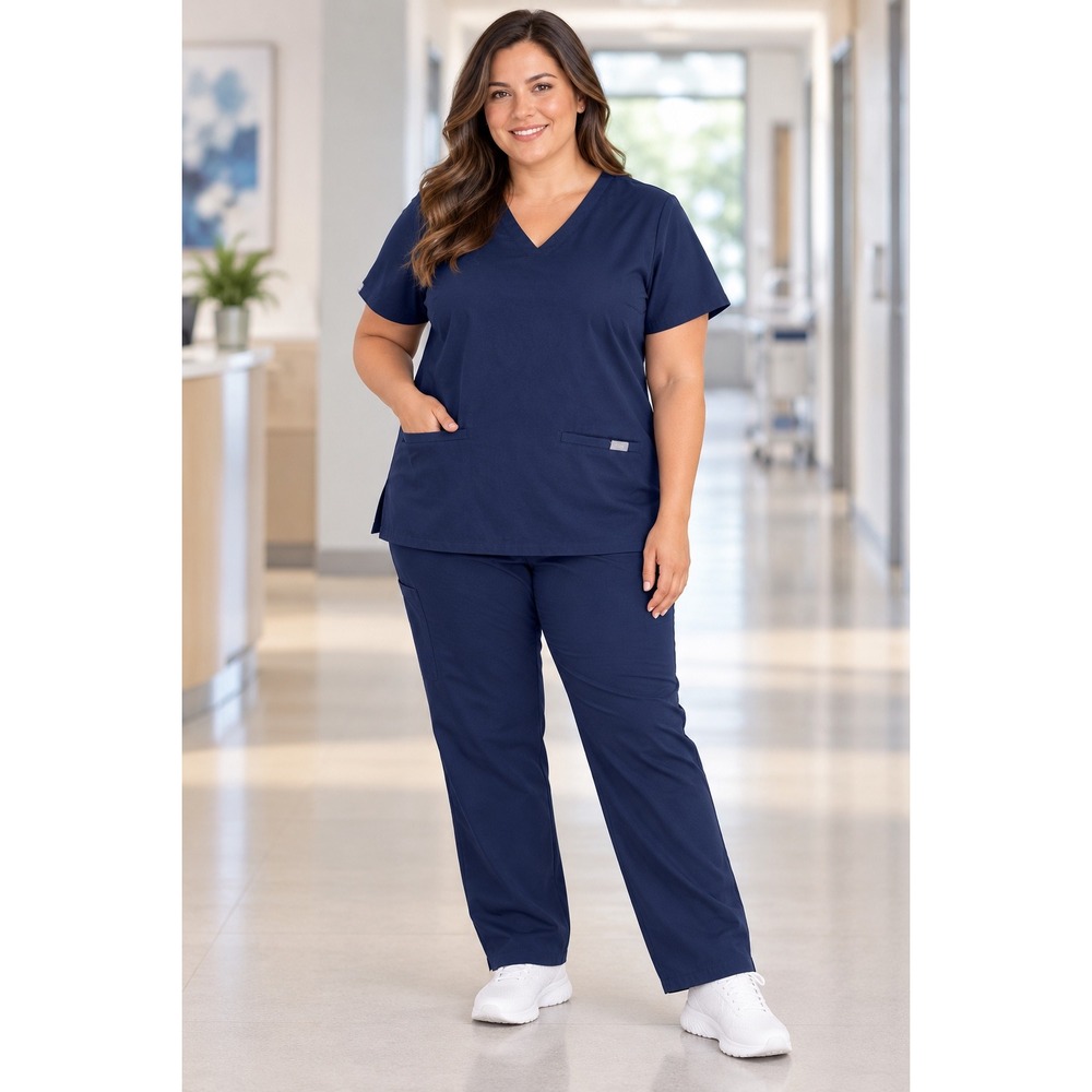 FIGS Technical Collection Scrub Top Navy Blue V-Neck Minimalist FW1100 XL